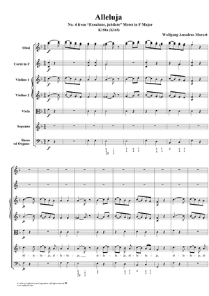 Alleluja No. 4 from "Exsultate, jubilate" Motet in F major K158a (K165)