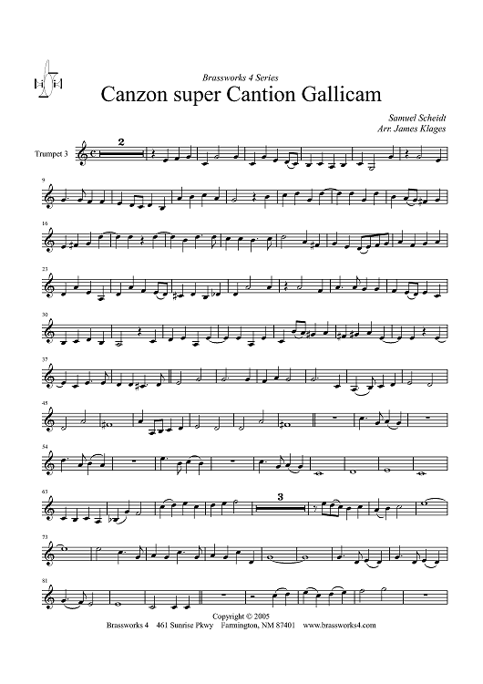Canzon super Cantion Gallicam - Trumpet 3