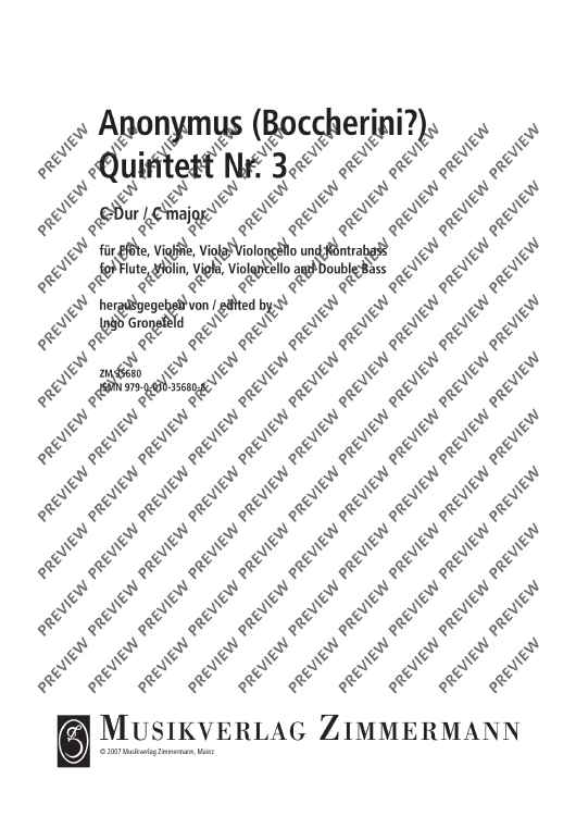 Quintett Nr. 3 C-Dur in C major - Score and Parts