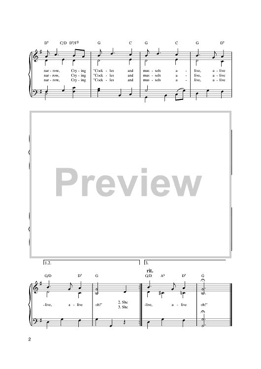 Cockles And Mussels" Sheet Music for Piano/Vocal/Chords Sheet Music Now