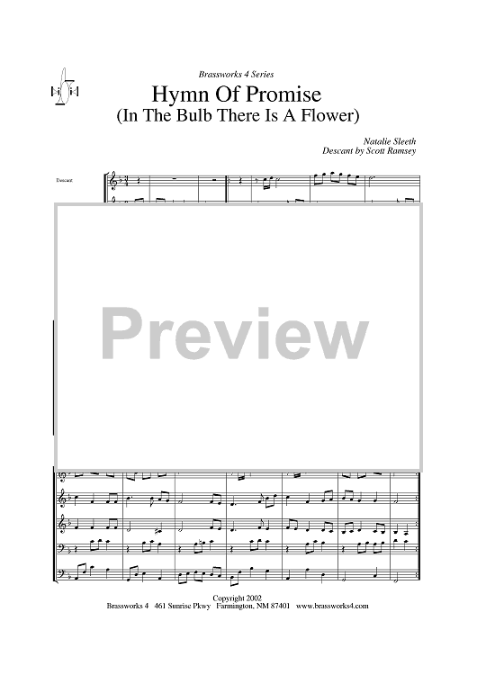 Hymn of Promise (in the Bulb There is a Flower) - Score
