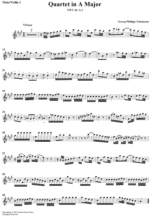 Quartet in A major - Flute 1/Violin 1
