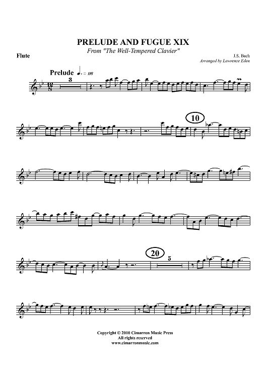 Prelude and Fugue XIX - From "The Well-Tempered Clavier" - Flute
