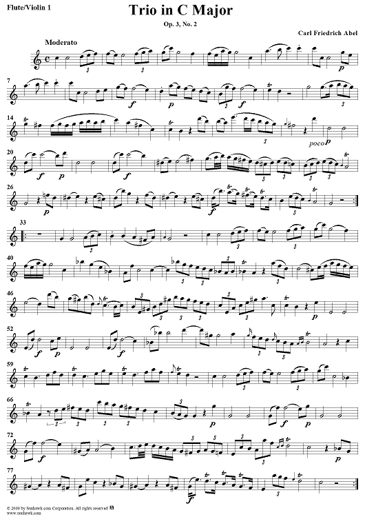 Trio in C Major Op. 3, No. 2 - Violin 1 or Flute