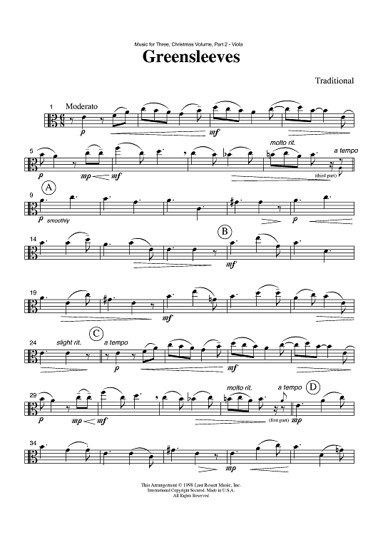 Greensleeves - Part 2 Viola