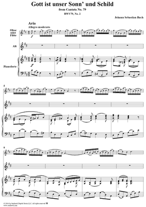 "Gott ist unser Sonn' und Schild!", Aria, No. 2 from Cantata No. 79: "Gott, der Herr, ist Sonn' und Schild" - Piano Score