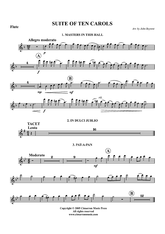 Suite of Ten Carols - Flute
