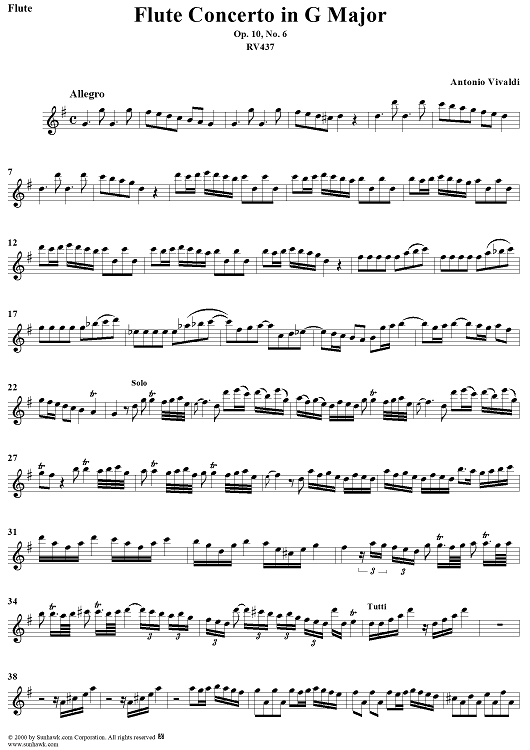 Flute Concerto in G Major, Op. 10, No. 6 - Flute