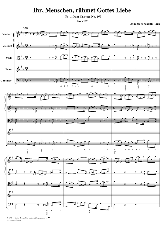 Ihr, Menschen, rühmet Gottes Liebe - No 1 from Cantata No. 167 - BWV167