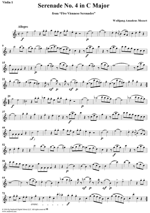 Serenade No. 4 in C Major from "Five Viennese Serenades" - Violin 1