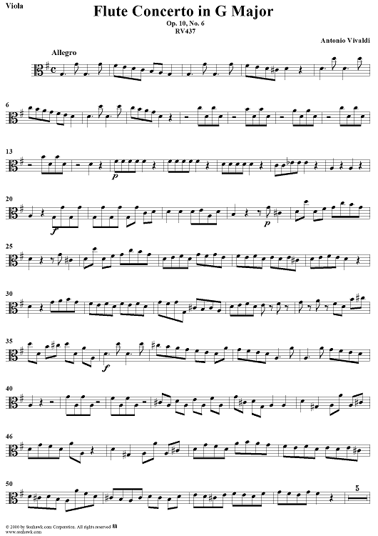 Flute Concerto in G Major, Op. 10, No. 6 - Viola