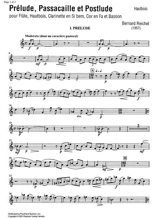 Prélude, Passacaille et Postlude - Oboe