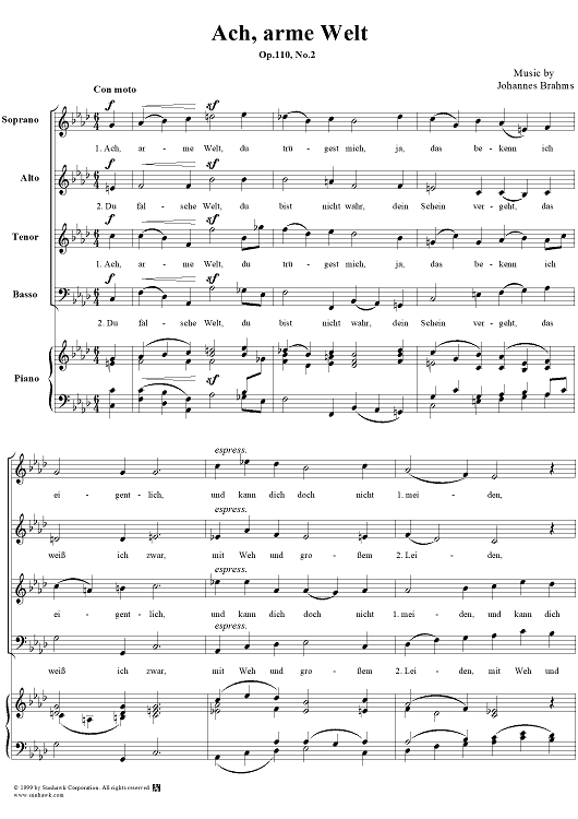 Ach, arme Welt - From "Three Motets" Op. 110, No. 2