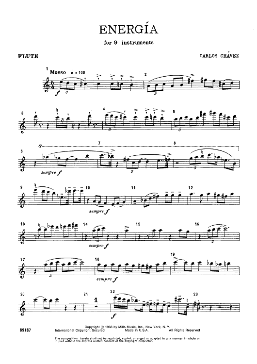 Energia - for Nine Instruments - Flute