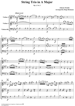 String Trio in A Major, Op. 1, No. 2 - Score