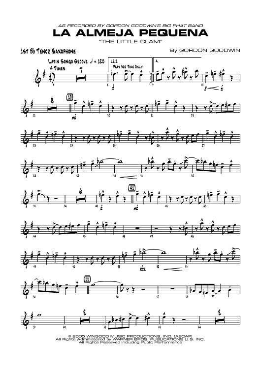La Almeja Pequena ("The Little Clam") - B-flat Tenor Saxophone 1