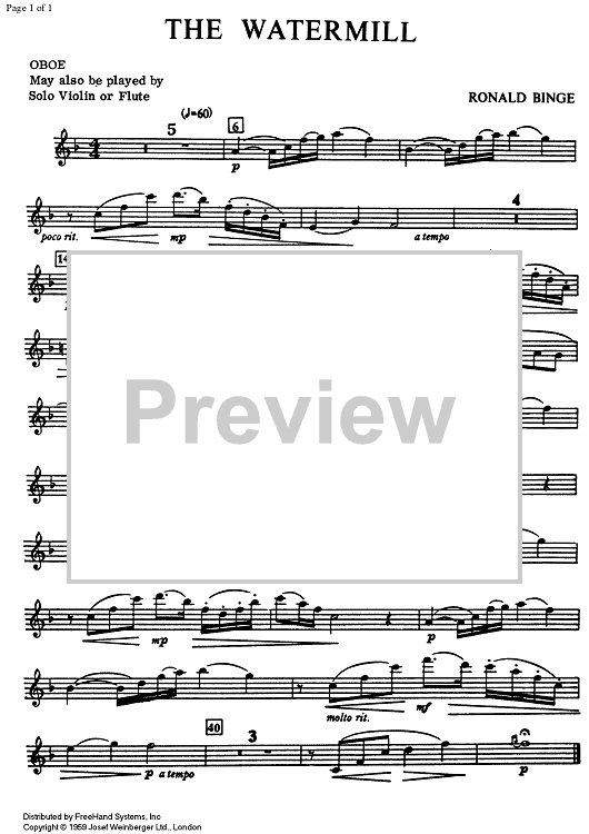 The Watermill - Flute/Oboe/Violin