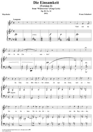 Winterreise (Song Cycle), Op.89, No. 12 - Einsamkeit, D911