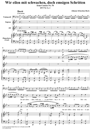 "Wir eilen mit schwachen, doch emsigen Schritten", Duet, No. 2 from Cantata No. 78: "Jesu, der du meine Seele" - Piano Score