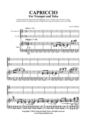 Capriccio For Trumpet and Tuba - Piano Score