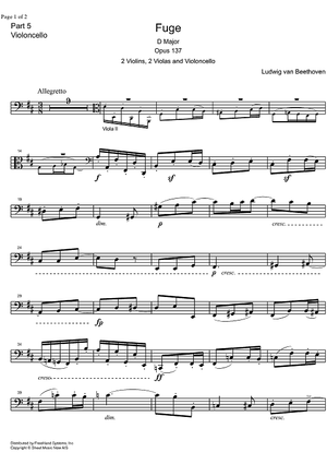 Fugue D Major Op.137 - Cello