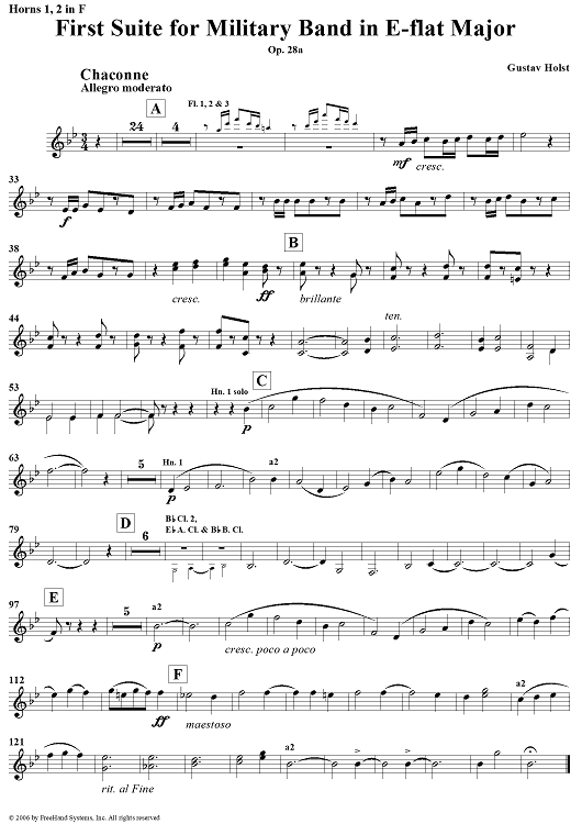 First Suite in E-flat, Op. 28a - Horns 1 & 2