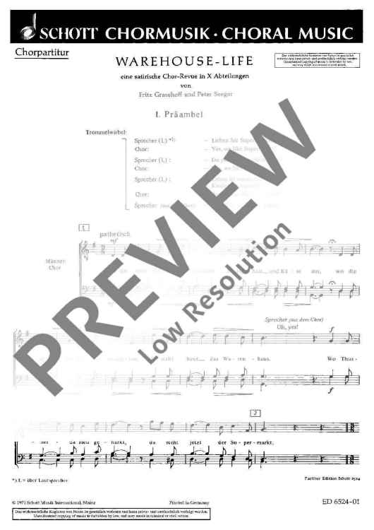 Warehouse-Life - Choral Score