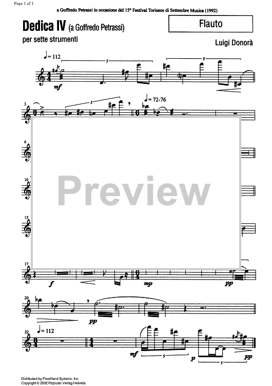 Dedica IV (a Goffredo Petrassi) - Flute