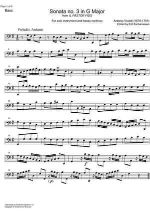 Sonata No. 3 G Major - Continuo