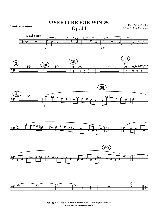 Overture for Winds, Op. 24 - Contrabassoon