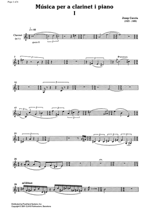 Música per a Clarinet i Piano - Clarinet