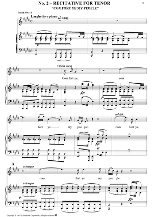 Messiah, no. 2: Comfort ye my people - Piano Score