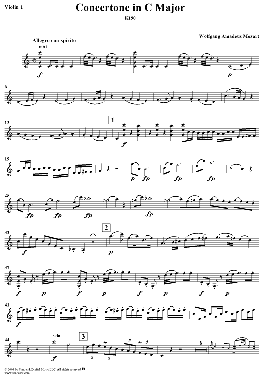 Concertone in C Major, K190 - Violin 1