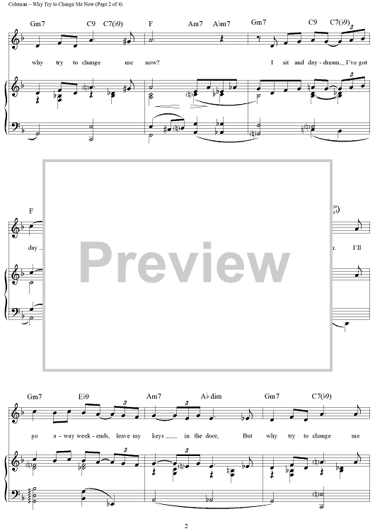 Why Try to Change Me Now" Sheet Music by Frank Sinatra for Piano/Vocal