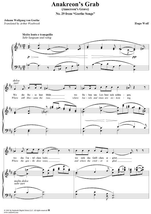 Goethe Lieder, No. 29 - Anakreon's Grab