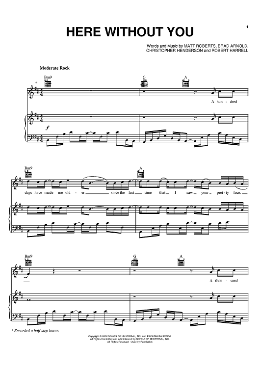 Three doors down 2025 here without you chords