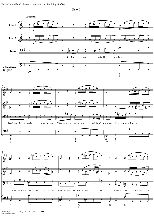 Cantata No. 30: "Freue dich, erlöste Schar" Part 2