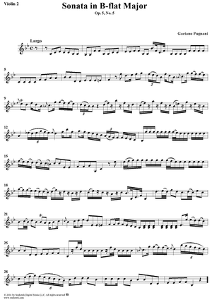 Sonata in B-flat Major, Op. 5, No. 5 - Violin 2