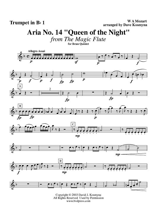 Aria No. 14, "Queen of the Night" - Trumpet 1