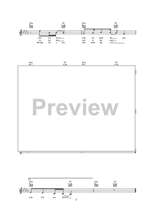 Golden Brown sheet music for lead sheet format by The Stranglers, showing notation suitable for playing the melody and chords.