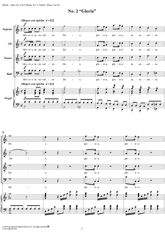 Mass No. 8 in C Major, "Mariazellermesse": No. 2, Gloria