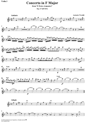 Concerto in F Major    - from "L'Estro Armonico" - Op. 3/7  (RV567) - Violin 3