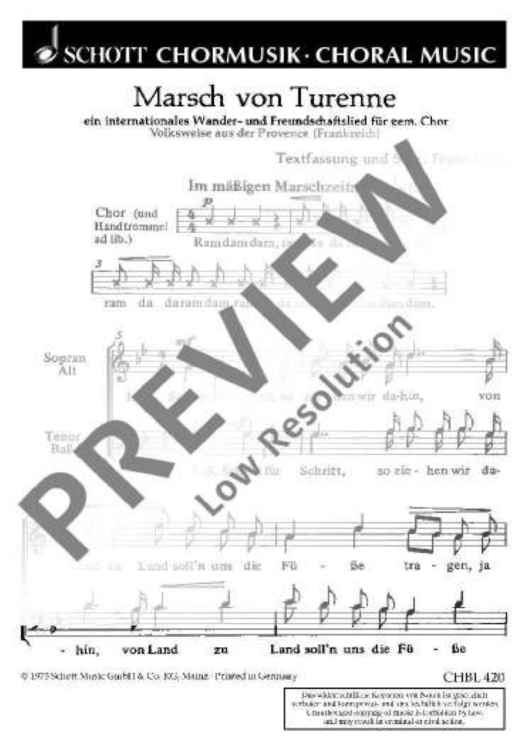 Marsch von Turenne - Choral Score