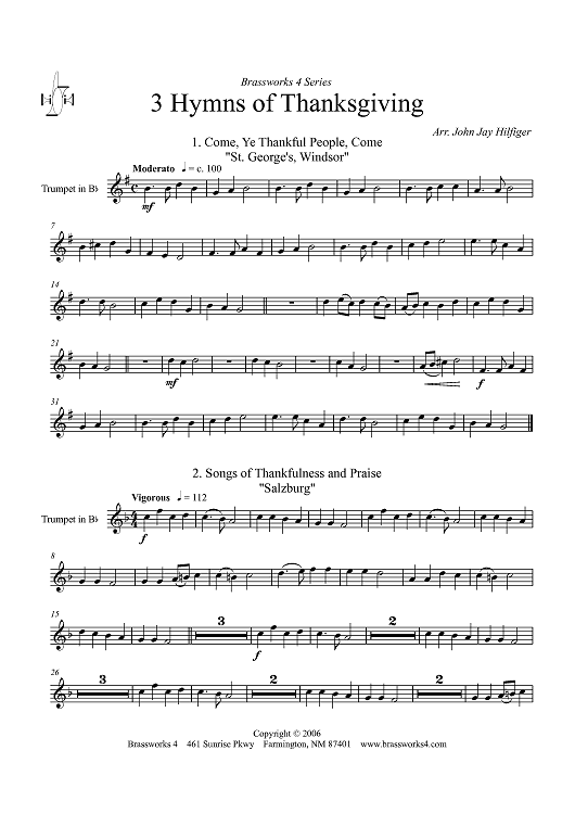 3 Hymns of Thanksgiving - Trumpet in B-flat