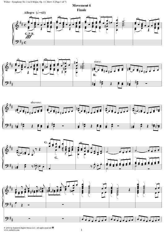 Symphony No. 2 in D Major, Op. 13: Movt. 6