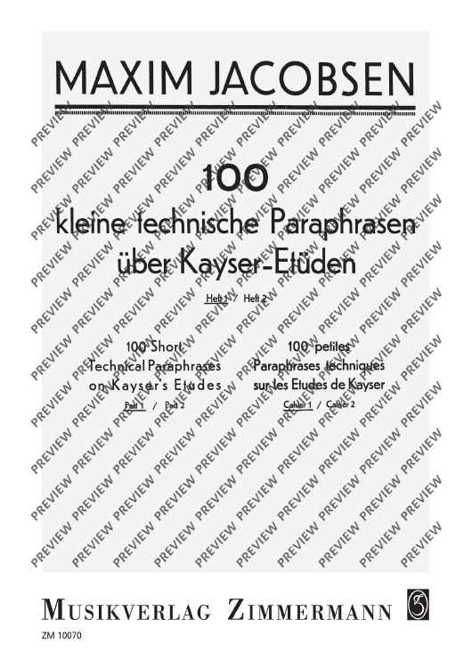 100 Short Technical Paraphrases on Kayser's Etudes