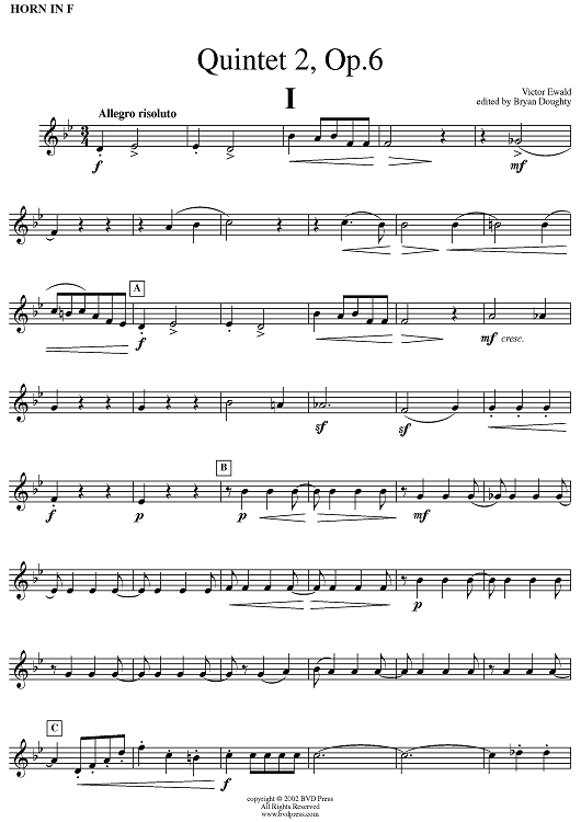 Quintet No. 2, Op. 6 - Horn