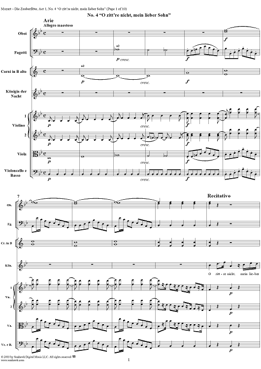 "O zittre nicht, mein lieber Sohn", No. 4 from  "Die Zauberflöte", Act 1 (K620) - Full Score