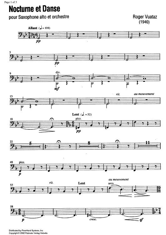 Nocturne et Danse Op.58 No. 2 - Double Bass