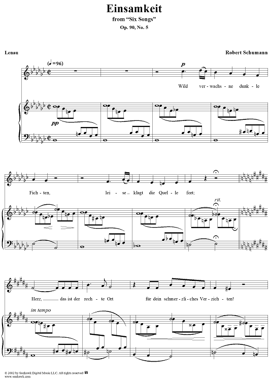 Six Songs, Op. 90, No. 5 - Einsamkeit - No. 5 from "Six Poems"  op. 90